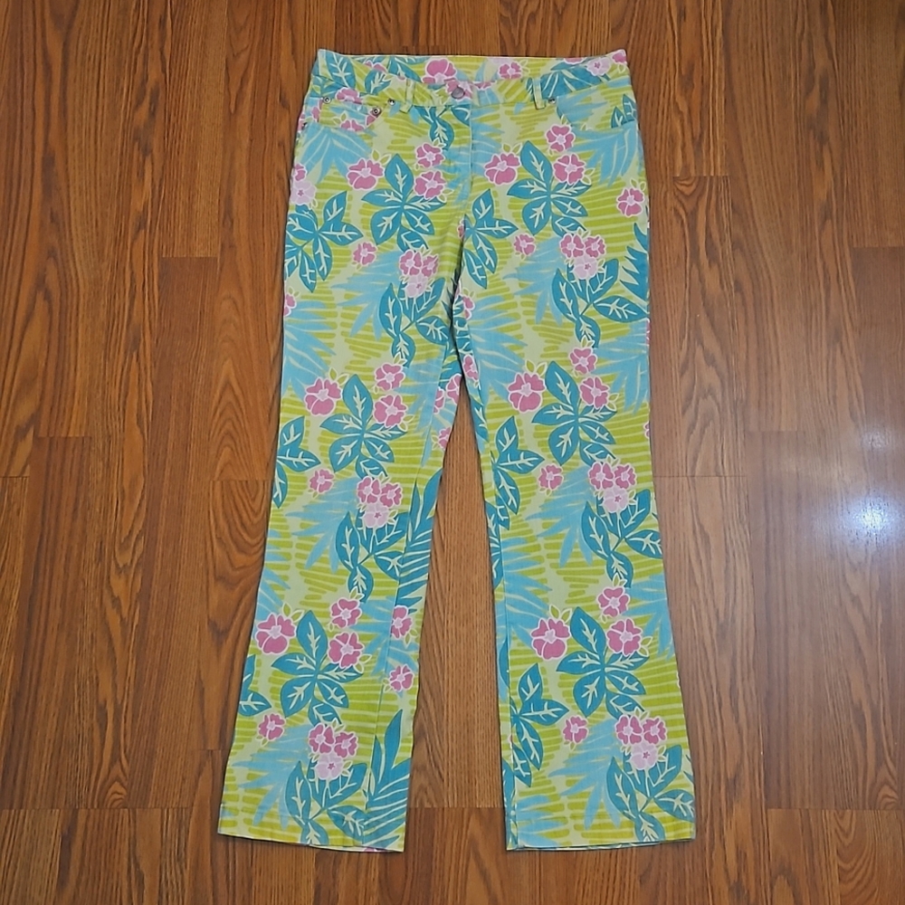 Lilly Pulitzer Floral Straight Leg Jeans - Pink, Green, Yellow